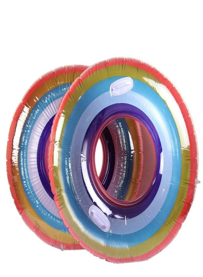 VENDICS Inflatable Pool Party Swimming Baby Boat Ring Swim Tube for Kids Swimming Leering Ring for Girls and Boys Swimming Tube Inflatable Swim Ring (3-5 Year) (Pack of 1) Rainbow air Tube - Image 3